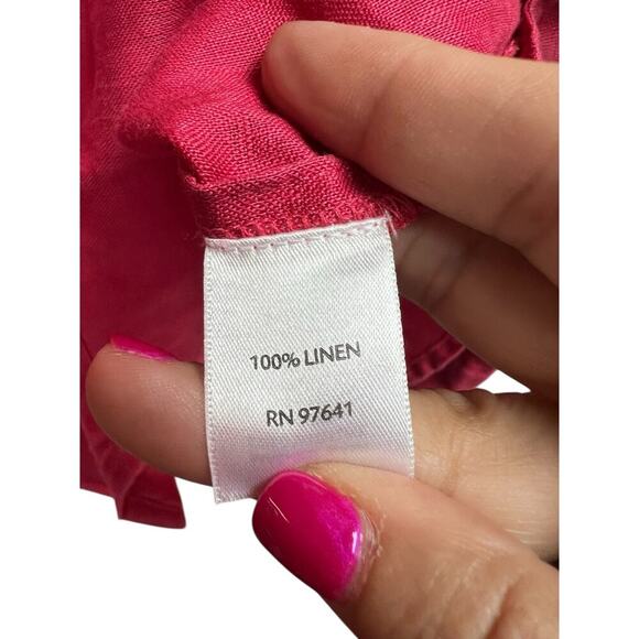 J.Jill Women's Fushia Linen Button Down Long Sleeve Shirt Large Petite - Picture 6 of 8